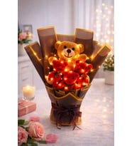 Işıklı Ayıcık Buketi  LED Işıklı Peluş Ayı Buketi  Romantik Hediye  Sevgiliye Özel Hediye