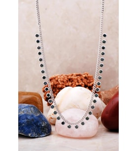 Mistik Topaz Taşlı Rodyumlu Gümüş Choker Kolye 7229