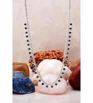 Mistik Topaz Taşlı Rodyumlu Gümüş Choker Kolye 7229