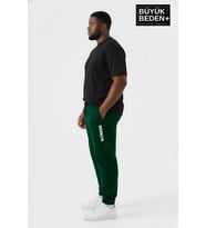 Erkek Büyük Beden BROOKLYN Baskılı Paça Lastikli  Jogger İnce Eşofman Altı  SPR26BEA951-2 (Koyu Yeşil)