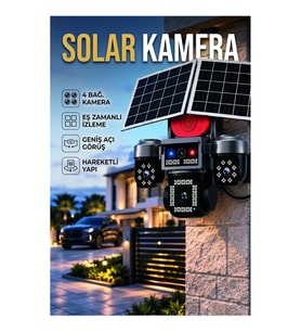 4 Kameralı 4G SIM Kartlı Güneş Enerjili Akıllı Dış Mekan Güvenlik Kamera Sistemi