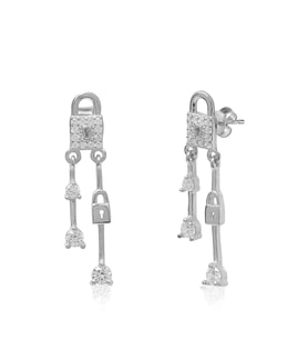EMILIANO JEWELLERY 925 AYAR GÜMÜŞ ZİRKON TAŞLI KİLİT KÜPE