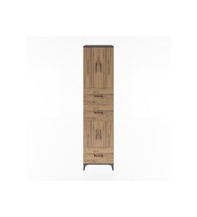 Hyperion Dolap 3 Raflı 3 Çekmeceli 4 Kapaklı 60x44x243 Antrasit-Çam