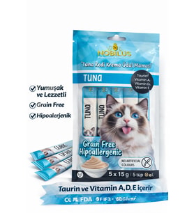 Nobilus Ton Balıklı Etli Kedi Krema Ödül Maması 5 x 15 gr