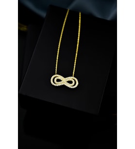 925 Ayar Gümüş Gold Kaplama Iç Içe Sonsuzluk Kadın Kolye