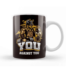 You Against You Workout Barbell Bodybuilding Weightlifting Kupa Bardak Porselen