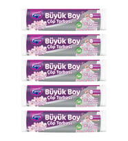 Büzgülü 10'lu Çöp Torbası Kiraz Çiçeği Kokulu Büyük Boy 65 x 70 cm Beşli Paket