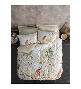 Cotton Box Saten Luster Bej Çift Kişilik Nevresim Takımı