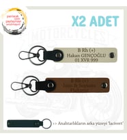Yolların Sürücülerine, İsim Plaka ve B Rh + Kan Grubu Yazılı x2 Anahtarlık Seti, Kahve-S Kahve-Laci