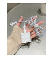 İphone 18w/20w Beyaz Uyumlu Şarj Aleti Kılıfı, Şarj Kablo Koruyucu, Şarj Koruyucu Kılıf 4’lü Set İth