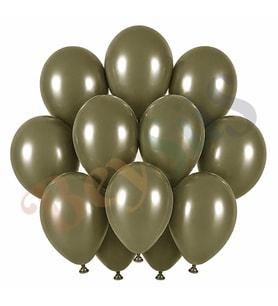 Zeytin Renk Lateks Retro Balon (30 cm) - 12 Adet