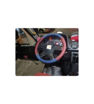 DİKİŞLİ DİREKSİYON KILIFI BORDO / MAVİ DERİ MAVİ KIRMIZI DİKİŞLİ KARSAN J10 İÇİN