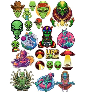 Uzaylı Ufo Alienm Sticker Set 27 Parça Telefon, Tablet, Defter, Laptop Sticker