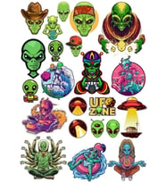 Uzaylı Ufo Alienm Sticker Set 27 Parça Telefon, Tablet, Defter, Laptop Sticker