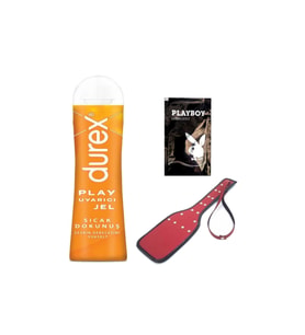 Durex Play Sıcak Dokunuş Bay Bayan Uyarıcılı Jel 100 ml + Kırmızı Deri Şaplak + Hediye