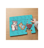 Sevimli Kedicikler Tasarımlı 24 Parça Ahşap Çocuk Puzzle MPK0142