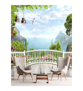 Dreamwall Deniz Manzara Desenli Isı Ve Ses Yalıtımlı Sağlıklı Tekstil Duvar Kağıdı (Çok Renkli)