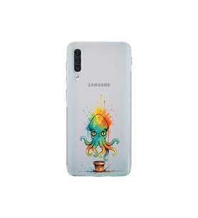 Samsung Galaxy A50 ile uyumlu Splash ahtapot tasarımlı şeffaf silikon kılıf