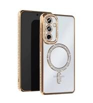 Samsung Galaxy S25 Kılıf Joke Simli Magneticsafe Kılıf - Gold