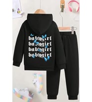 Babygirl Baskılı Çocuk Rahat Eşofman Takımı (Siyah)