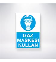 Gaz Maskesi Kullan 21x28 Arkası Yapışkanlı Levha
