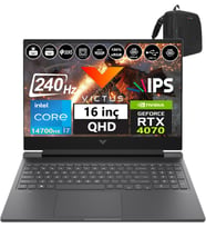 Hp Victus 16-R1012NT Intel I7-14700HX 24GB Ddr5 4tb SSD 8GB/RTX4070 Freedos 16.1" 240Hz Qhd 3ms 300NİTS Taşınabilir Bilgisayar 99J1K2EA04+WEBLEGELSINÇANTA