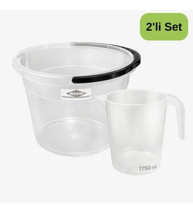 Wespa 2’li Temizlik Seti  10 L Şeffaf Saplı Kova + 1750 ml Şeffaf Maşrapa