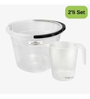Wespa 2’li Temizlik Seti  10 L Şeffaf Saplı Kova + 1750 ml Şeffaf Maşrapa