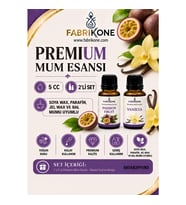 Premium Mum Esansı 5 cc 2'li Set - Passion Fruit, Vanilya - Soya Wax, Parafin, Jel Wax ve Bal Mumu Uyumlu BKFAB2PFVN5