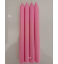 qosrix 4'lü Pudra Pembe Şamdan Soya Mumu 1. Kalite Soya Doğal Pudra Kokulu Uzun Çubuk Konik Mum Dekoratif