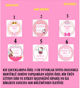 KIZ ÇOCUKLARINA ÖZEL ETİKET 3CM 100 ADET YUVARLAK