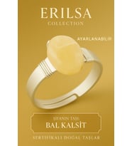 Sertifikalı Doğal Bal Kalsit Taşı Yüzük – Ayarlanabilir Kalın Tımbıl Kasa (Çok Renkli)
