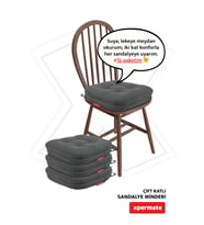 4’lü Sandalye Minderi 42x42x8 cm Çift Kat Pofidik Fermuarlı Leke Tutmaz