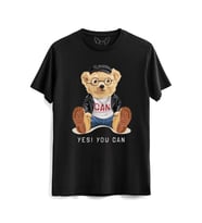 Yes U Can Tedy Bear Siyah Tshirt