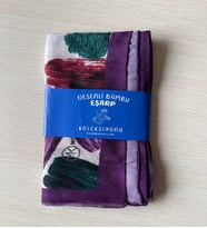 Fırça Desenli Bambu Eşarp  (Bordo, Siyah, Yeşil Tonlar) (Krem - Mürdüm)