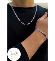 Yassı Zincir Kolye Bileklik Set