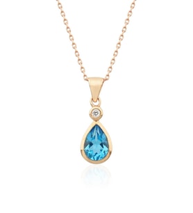 Damla Blue Topaz Tektaş Kolye