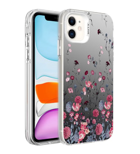 Apple iPhone 12 Kılıf Desenli Zore Silver Sert Kılıf Çiçek