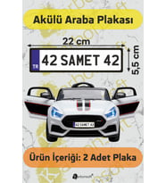 Akülü Araba Plakası  Kişiye Özel Akülü Araba Plakası  Akülü Araba Özel Plaka  Aksesuar (2 Adet)