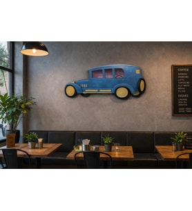 Vintage Retro Araba Duvar Süsü Metal Dekoratif Klasik Araba Tablo Genç Odası Ofis Cafe Duvar Dekoru 72x40 cm