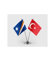 Marshall Adaları ve Türk Bayrağı İkili Saten Masa Bayrağı Takımı