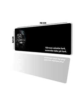 SonicTouch Kork Aslandan Gamer Oyuncu Dikişsiz Sıvı Geçirmez Siyah Klavye Mouse Pad 32x70Cm