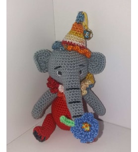 Palyaço Fil Amigurumi Organik Oyuncak