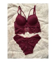 Kadın Mor Destekli Ip Detaylı Dantelli Dolgulu Bralet Takım,Fantazi Sütyen,Kilot,Külot