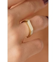 14 Ayar Altın Taşlı Asimetrik Kesim Yüzük (Rose)