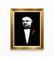 Tablore Altın Çerçeveli The Godfather Baba Marlon Brando Pop Art Tablo Sinema Sever Ofis Genç Odası Duvar Dekoru