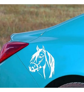 Beyaz Renk At Sticker Yapıştırması 23 CM  oto araba etiket