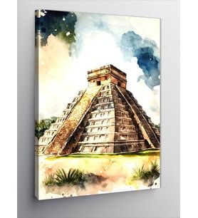 Kanvas Tablo El Castillo Aztek Piramidi