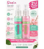 Shela Body Mist Dream & Pure 100 ml x 2'li Set Kadın Vücut Spreyi Kalıcı Ferah Koku Avantaj Paketi