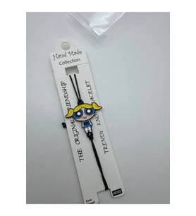 Powerpuff Girls Bubbles Figürlü İp Unisex Bileklik – Ayarlanabilir Sevimli Tasarım